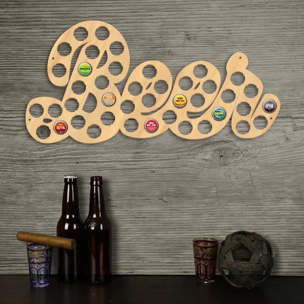 Beer Bottle Cap Holder - Unique Wine Cap Collector and Word Art Gift for Beer Enthusiasts - Ideal for Game Rooms and Man Caves - Blue Habu 酒店